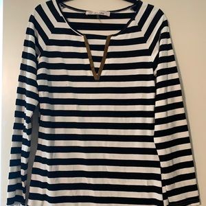 Black and White Tunic with leather elbow pads